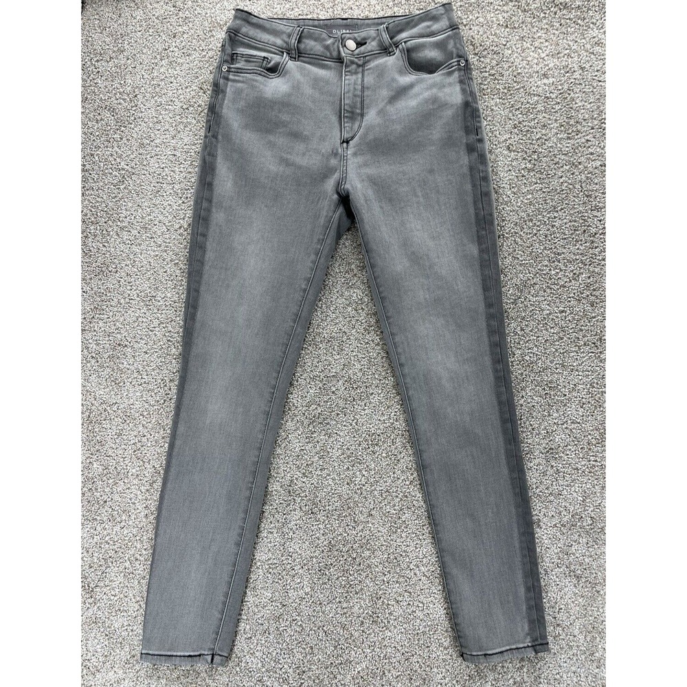DL1961 Jeans Womens 26 Gray The Farrow High Rise Skinny Raymond Wash Side Stripe